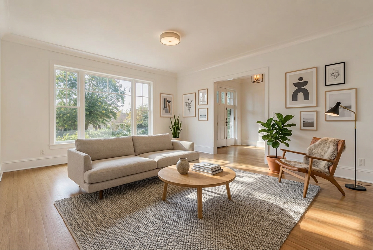 Virtually staged room