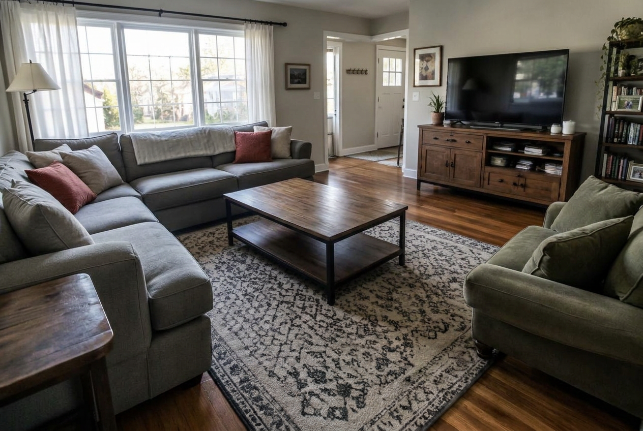 Virtually staged room